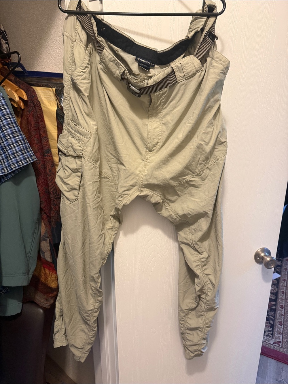 Exofficio Lightweight Khaki/Tan Cargo Pants with Integrated Belt